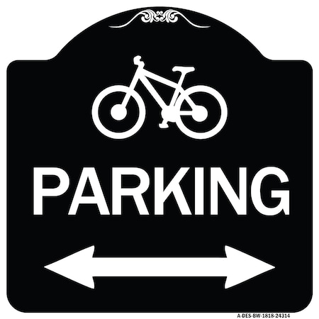 Signmission Bicycle Parking W/ Bidirectional Arrow Heavy-Gauge Aluminum Sign, 18" x 18", BW-1818-24314 A-DES-BW-1818-24314